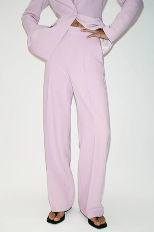 Брюки прямого кроя с высокой посадкой- Заказать в России