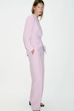 Брюки прямого кроя с высокой посадкой- Заказать в России