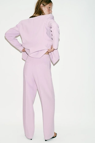 Брюки прямого кроя с высокой посадкой- Заказать в России