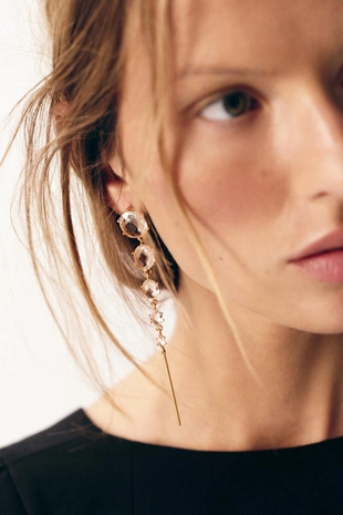 Длинные серьги со стразами- Заказать в России