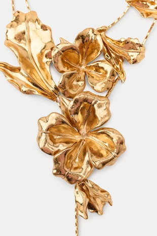 Двойное металлическое колье с цветами- Заказать в России