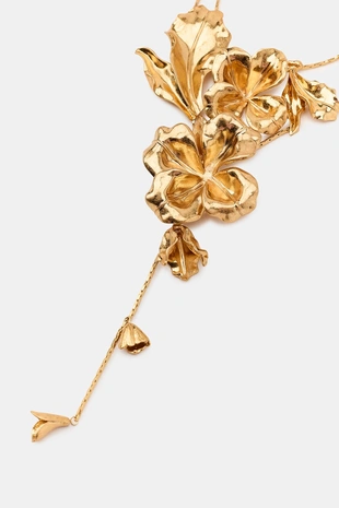 Двойное металлическое колье с цветами- Заказать в России