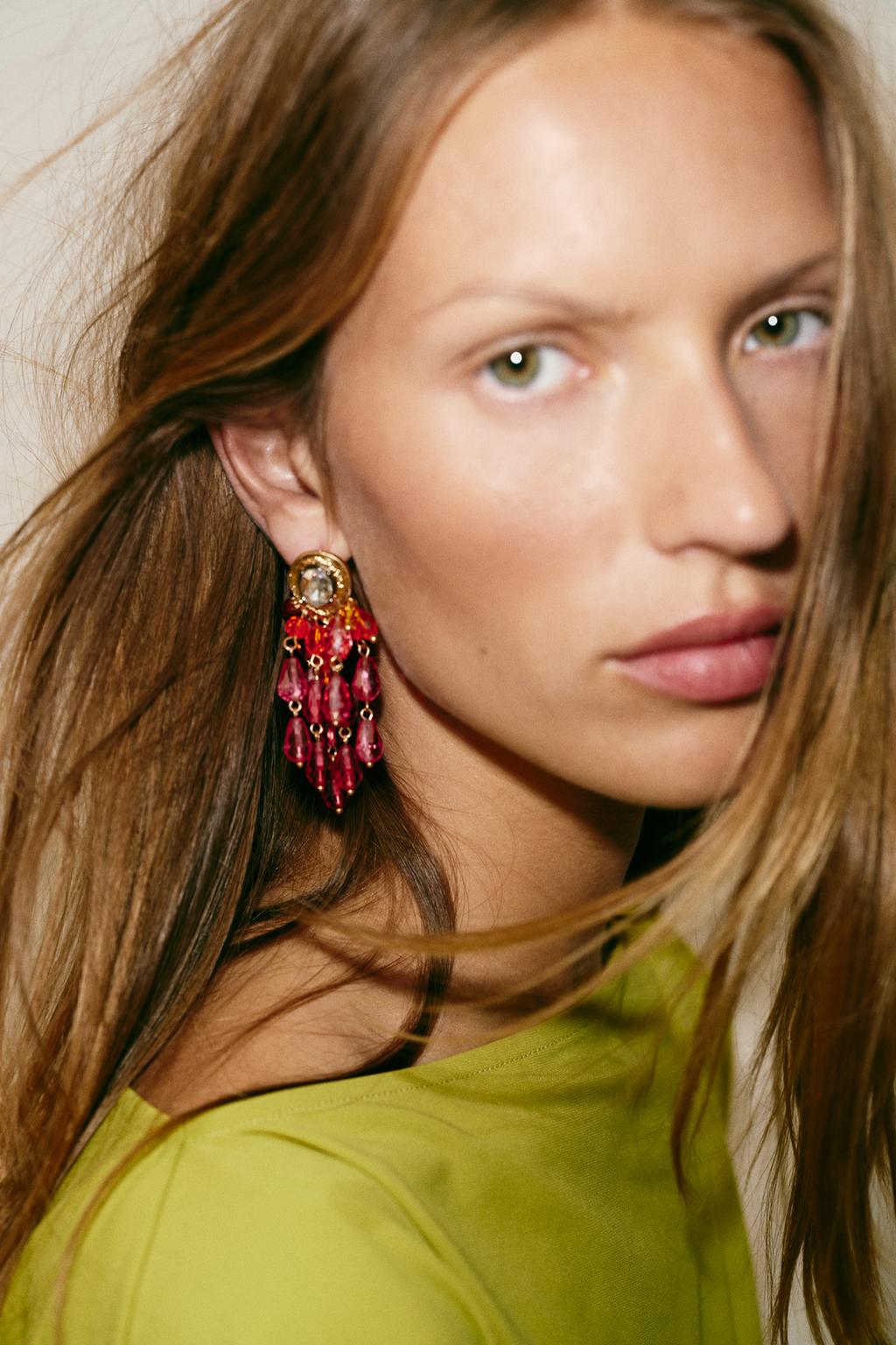 СЕРЬГИ-КАТАРАКТЫ С БУСИНАМИ И СТРАЗАМИ