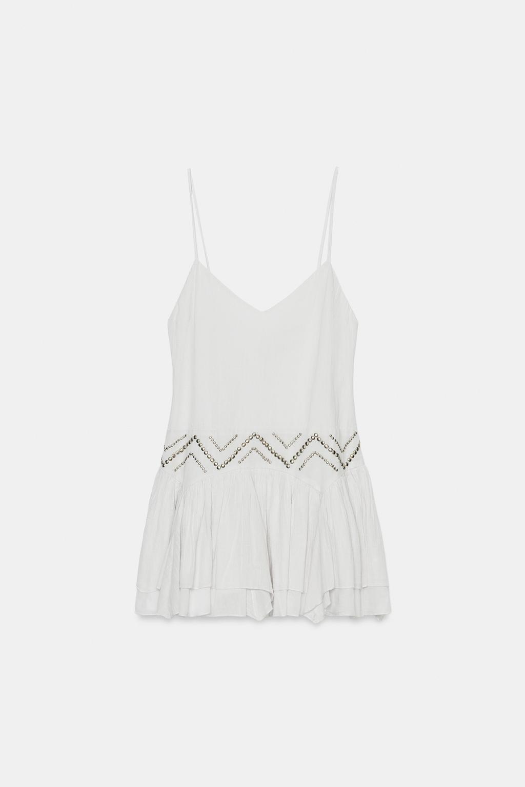 ПЛАТЬЕ ИЗ ГАЗА С ЗАКЛЕПКАМИ И ВОЛАНАМИ