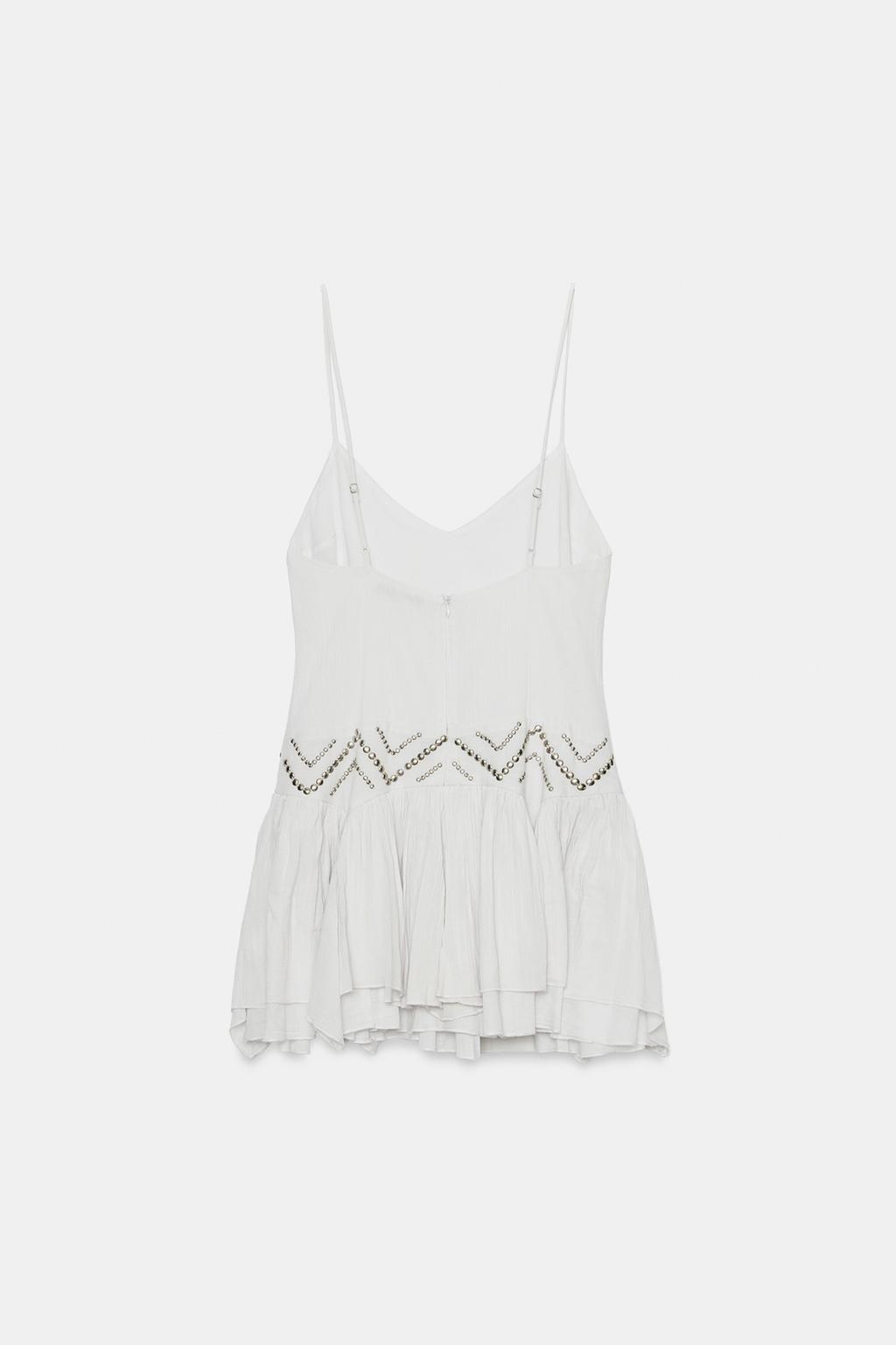 ПЛАТЬЕ ИЗ ГАЗА С ЗАКЛЕПКАМИ И ВОЛАНАМИ