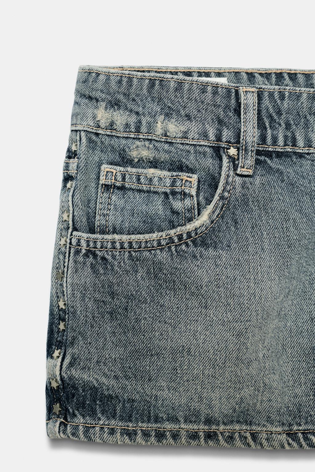 ДЖИНСОВЫЕ МИНИ-ШОРТЫ TRF С ЗАКЛЕПКАМИ