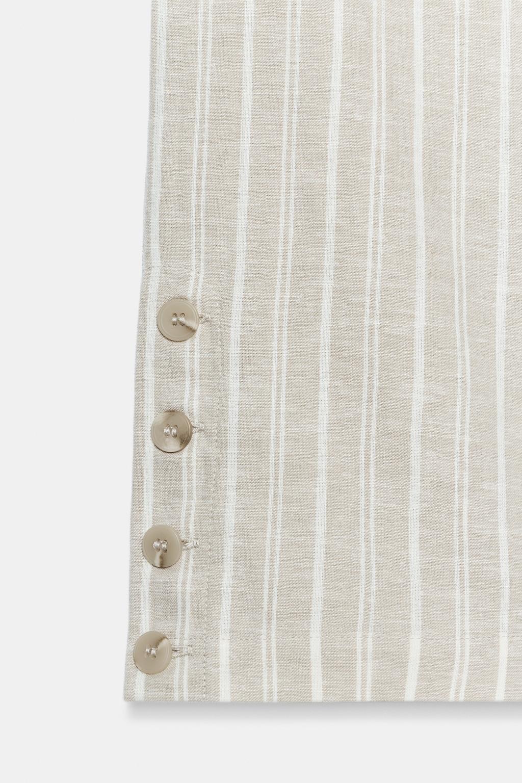 БРЮКИ ИЗ ЛЬНА В ПОЛОСКУ С ПОЯСОМ