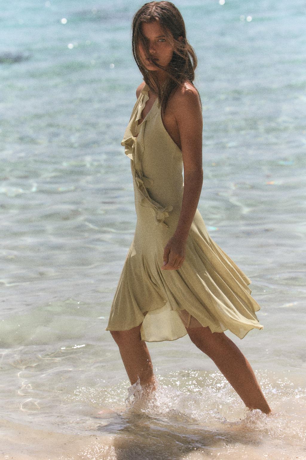 ПЛАТЬЕ ХАЛТЕР С ВОЛАНАМИ