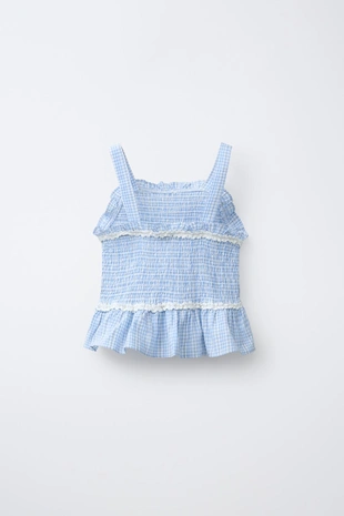 Топ в клетку виши с резинками- Заказать в России