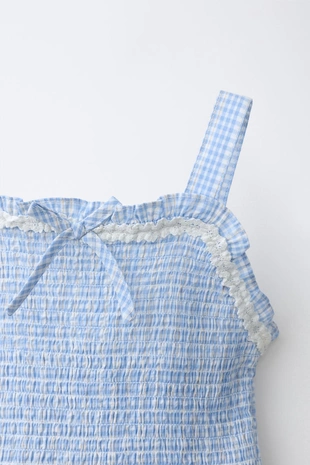 Топ в клетку виши с резинками- Заказать в России