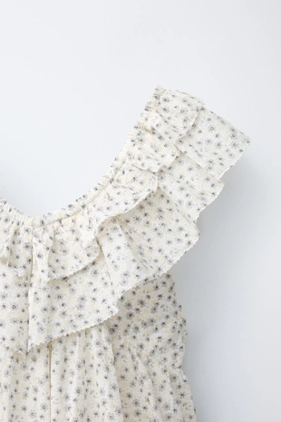 Платье с цветочным принтом и воланами- Заказать в России