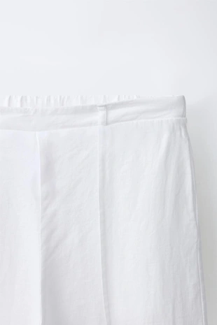 Брюки прямого кроя из смесового льна