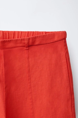 Прямые брюки из смесового льна