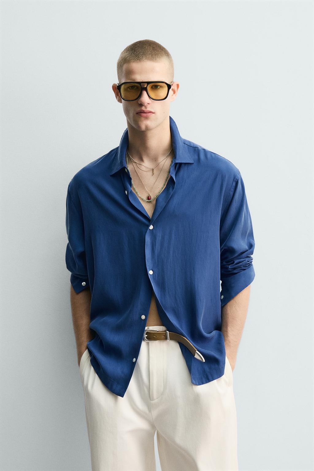 РУБАШКА RELAXED FIT СТРУЯЩЕГОСЯ ПОКРОЯ