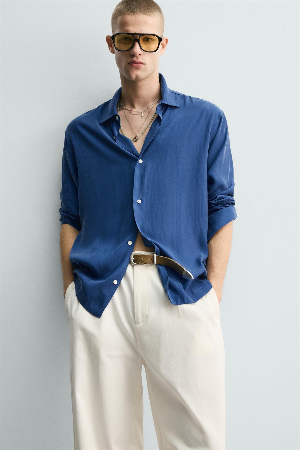 РУБАШКА RELAXED FIT СТРУЯЩЕГОСЯ ПОКРОЯ