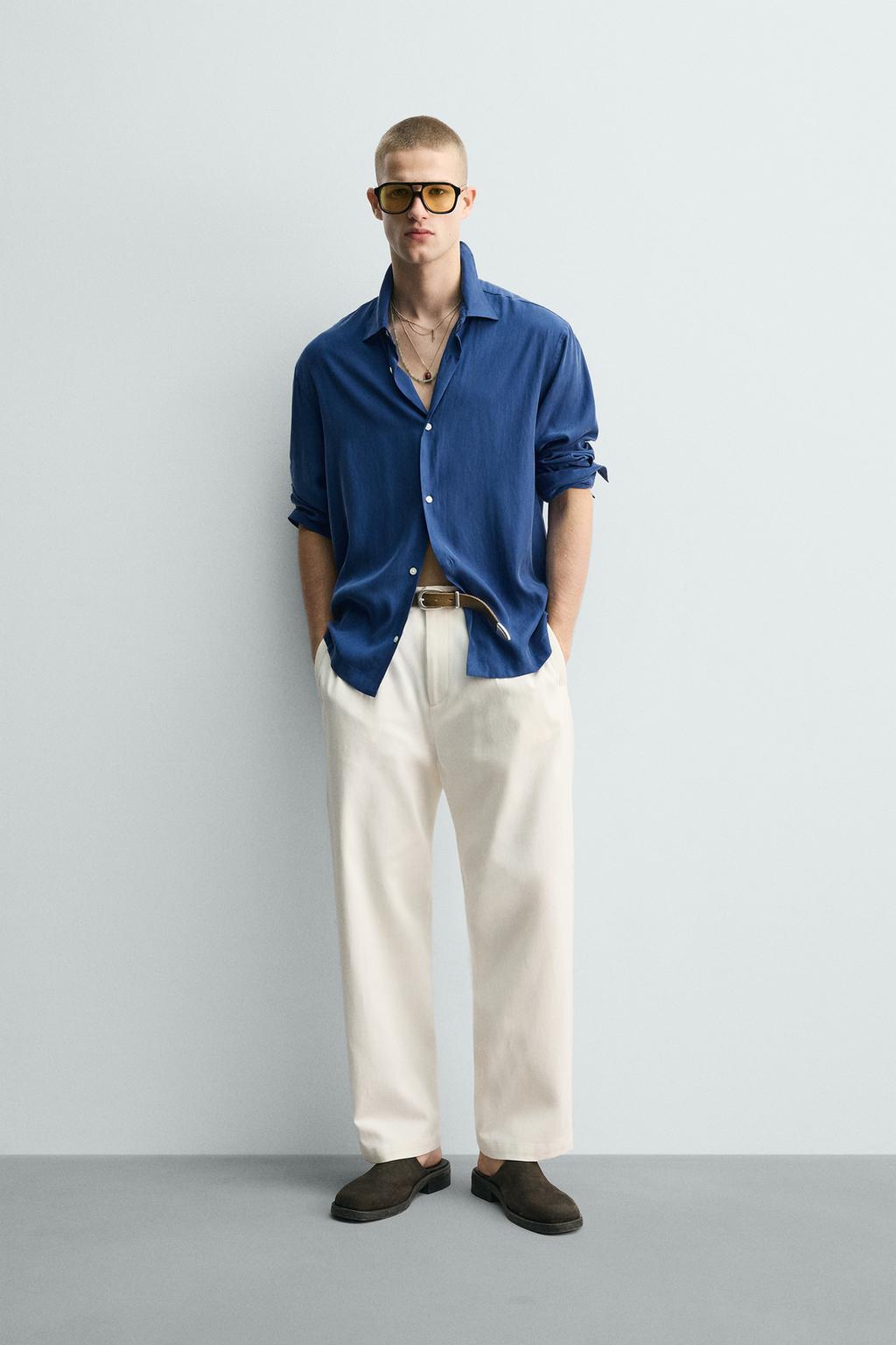 РУБАШКА RELAXED FIT СТРУЯЩЕГОСЯ ПОКРОЯ