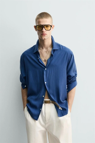 Рубашка Relaxed Fit струящегося покроя