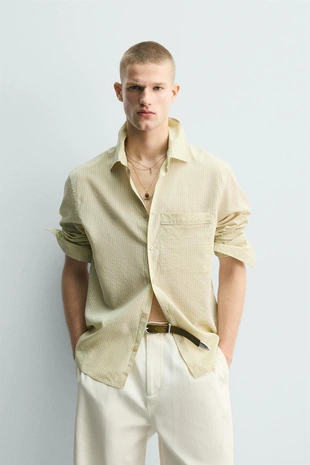 Рубашка струящегося покроя в полоску- Заказать в России