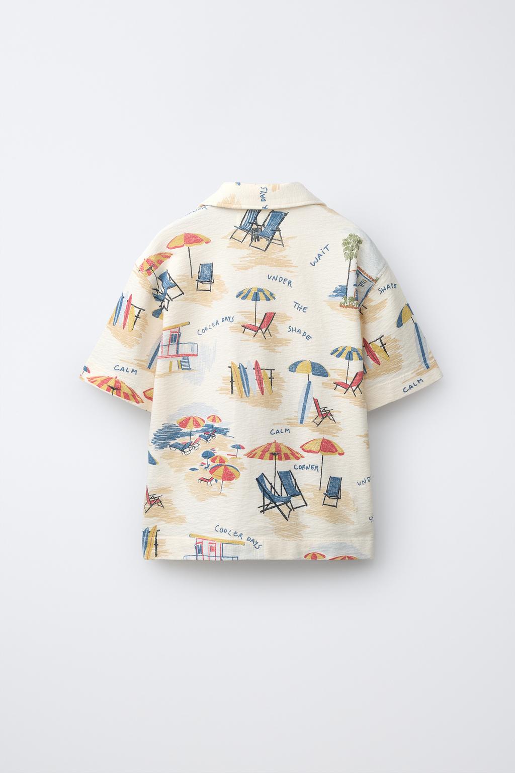 РУБАШКА БОУЛИНГ С ПРИНТОМ  ПЛЯЖНЫЕ СТУЛЬЯ 