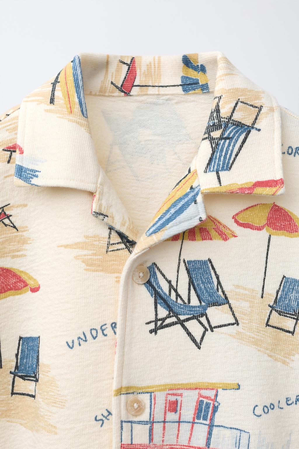 РУБАШКА БОУЛИНГ С ПРИНТОМ  ПЛЯЖНЫЕ СТУЛЬЯ 