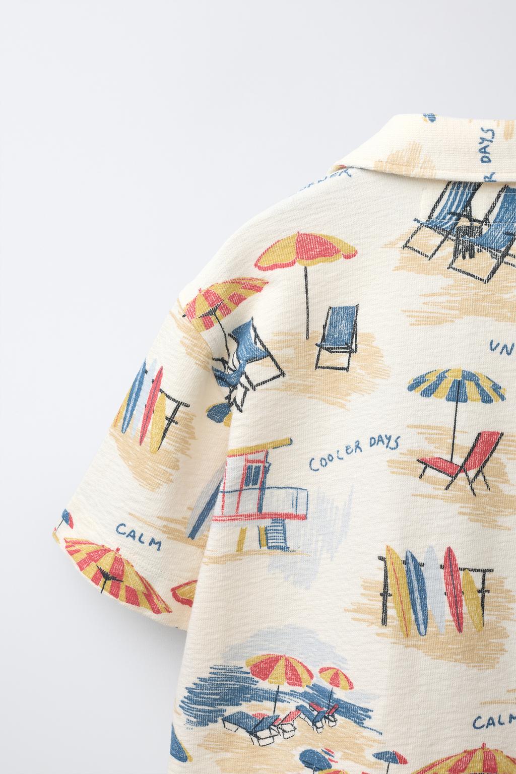 РУБАШКА БОУЛИНГ С ПРИНТОМ  ПЛЯЖНЫЕ СТУЛЬЯ 