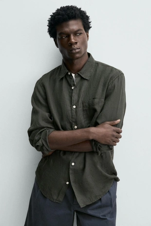 Рубашка Regular Fit из 100% льна- Заказать в России