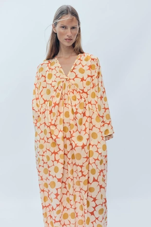 Платье-кафтан с цветочным принтом, ограниченная коллекция- Заказать в России