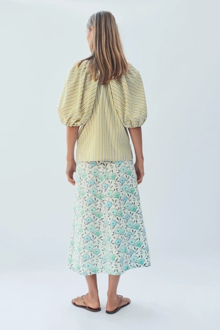 Блузка с полосками и объемными рукавами limited edition- Заказать в России