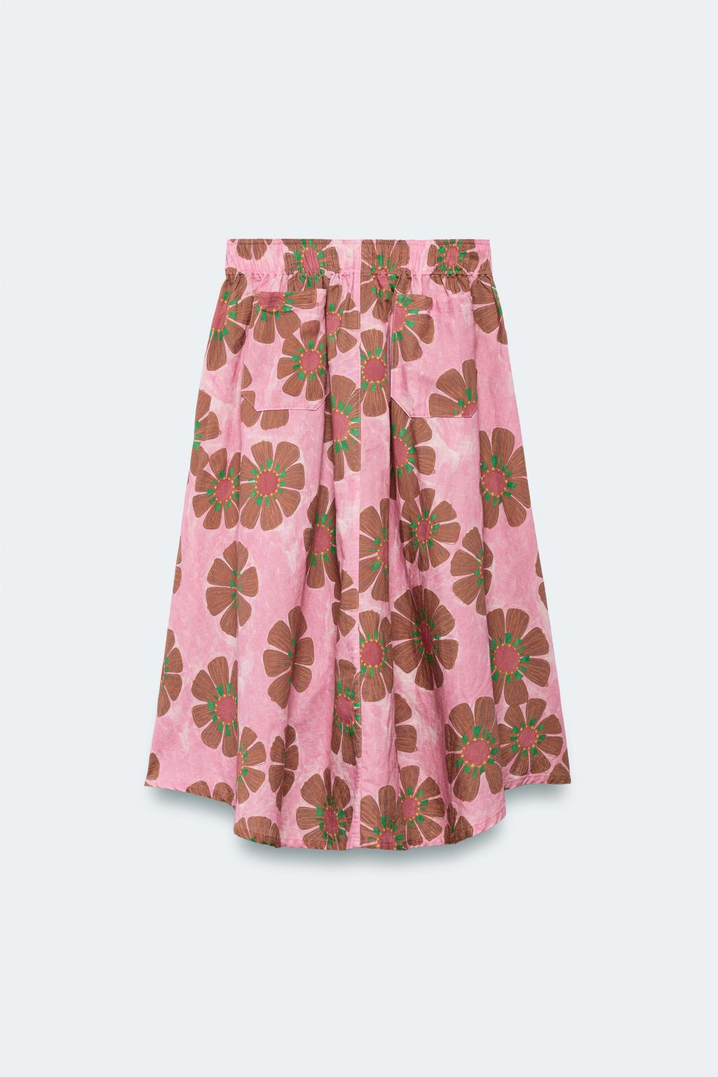Миди-юбка с цветочным принтом из льняно-хлопковой смеси лимитированной коллекции