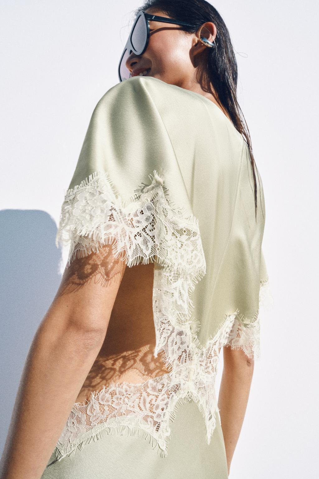 ПЛАТЬЕ МИДИ С ВЫРЕЗОМ И КРУЖЕВОМ — ZW COLLECTION