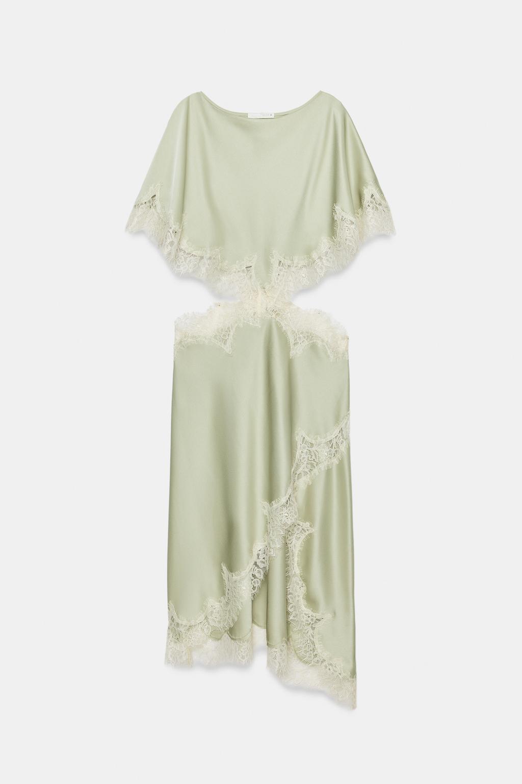 ПЛАТЬЕ МИДИ С ВЫРЕЗОМ И КРУЖЕВОМ — ZW COLLECTION