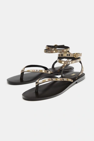 Кожаные сандалии с заклепками- Заказать в России