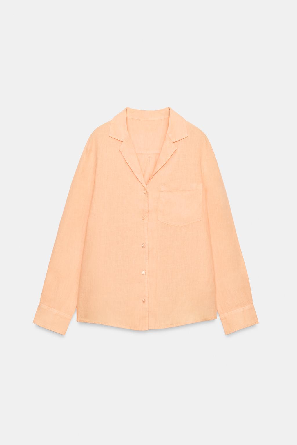 Льняная рубашка с карманом ZW COLLECTION