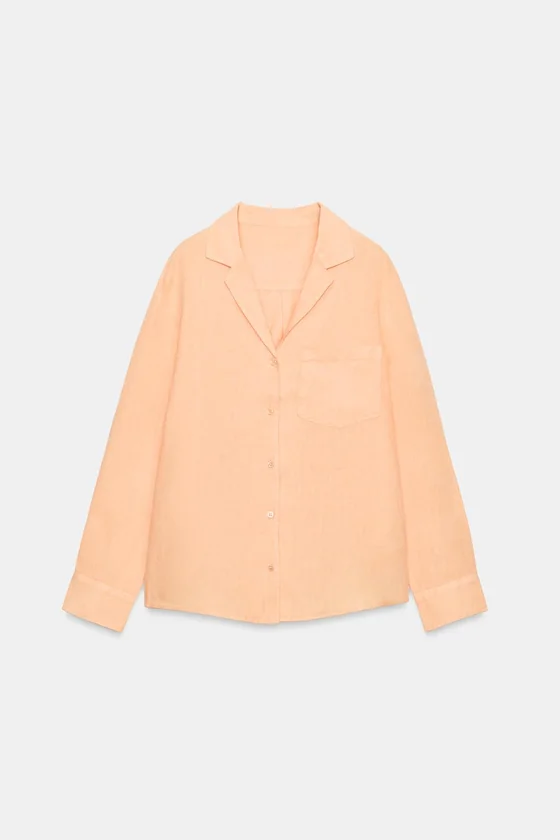 Льняная рубашка с карманом коллекция Zara «ZW»