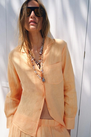 Льняная рубашка с карманом Zw Collection- Заказать в России