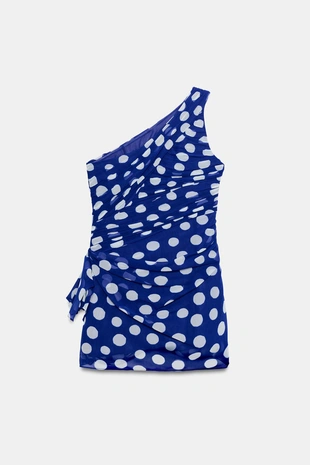 Мини-платье в горошек со сборками- Заказать в России