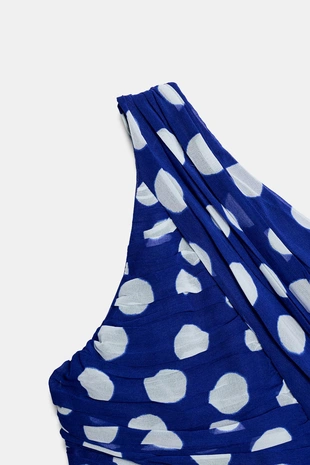 Мини-платье в горошек со сборками- Заказать в России