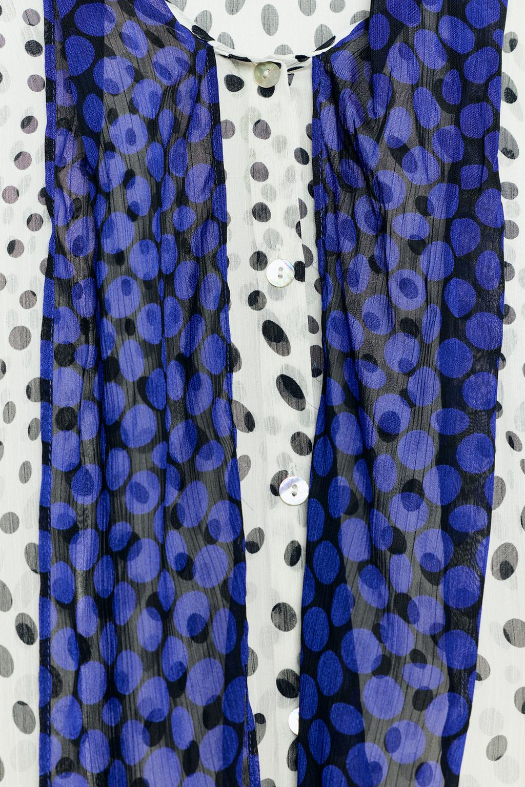 БЛУЗА В ГОРОШЕК С КОНТРАСТНЫМ БАНТОМ