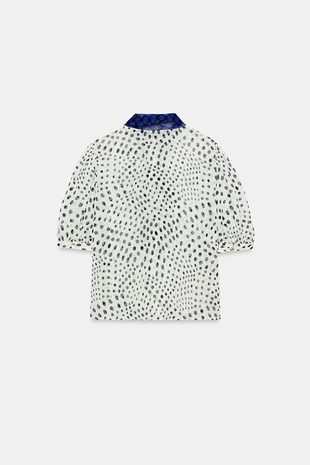 Блуза в горошек с контрастным бантом- Заказать в России