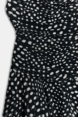 Платье со сборками в горошек- Заказать в России