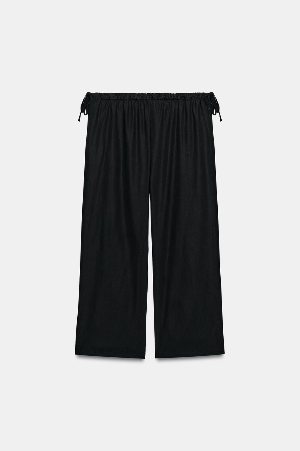 УКОРОЧЕННЫЕ БРЮКИ ИЗ СТРУЯЩЕЙСЯ ТКАНИ С ЗАВЯЗКАМИ