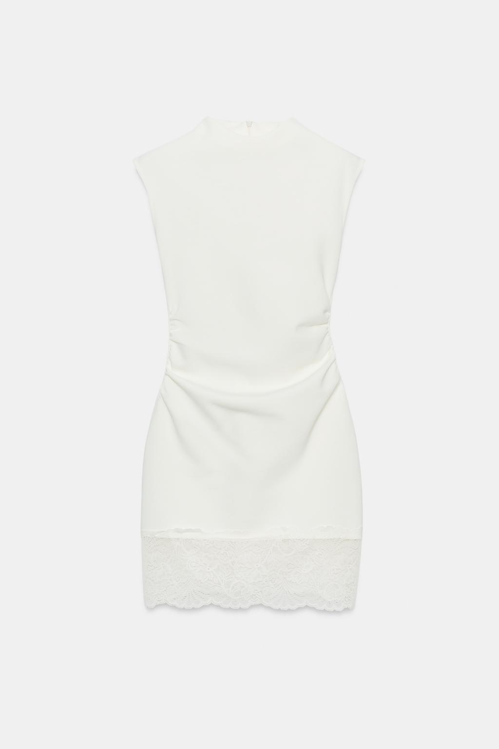 КОРОТКОЕ ПЛАТЬЕ ИЗ ЭЛАСТИЧНОЙ ТКАНИ С КРУЖЕВОМ