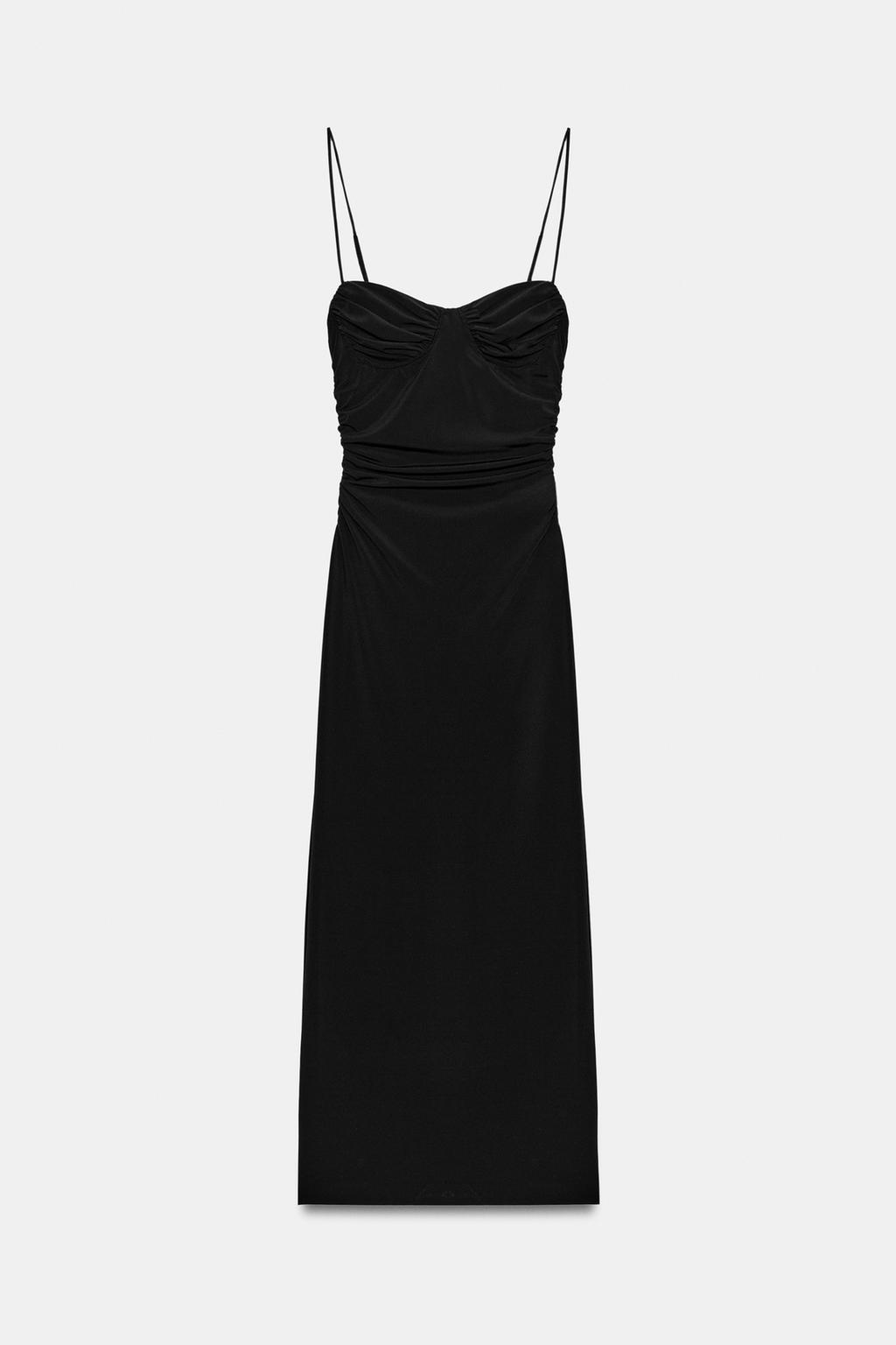 ПЛАТЬЕ МИДИ СО СБОРКАМИ НА БРЕТЕЛЯХ