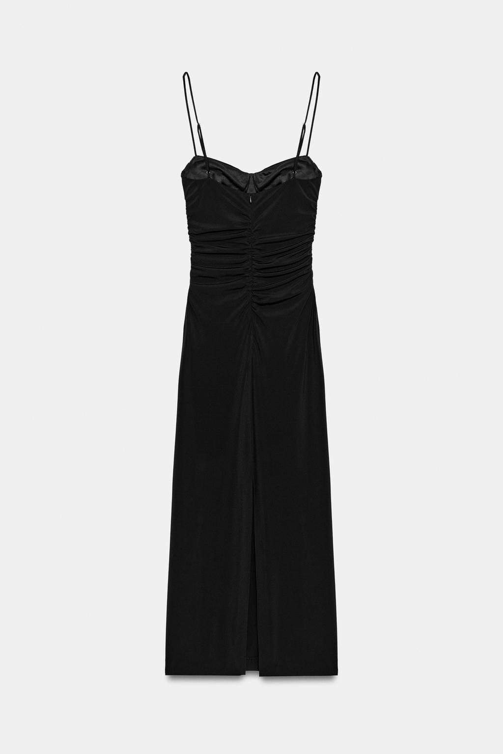 ПЛАТЬЕ МИДИ СО СБОРКАМИ НА БРЕТЕЛЯХ