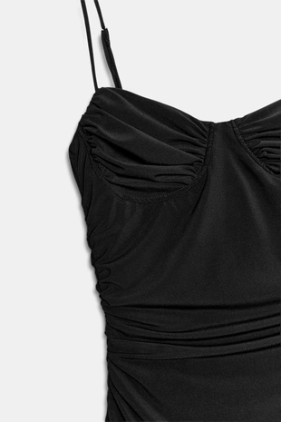 Платье миди со сборками на бретелях- Заказать в России