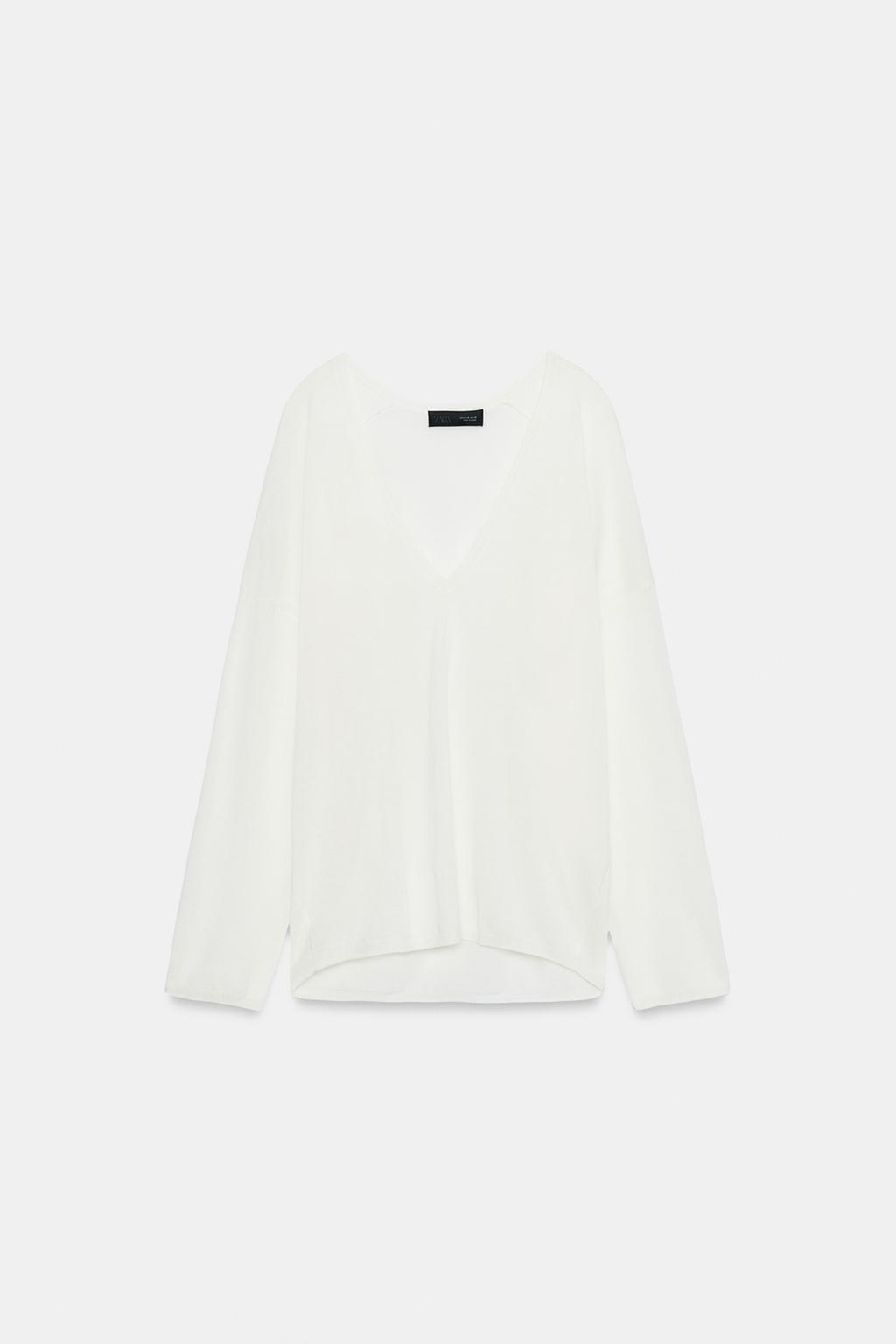 ДЖЕМПЕР ИЗ ТОНКОГО ТРИКОТАЖА С V-ОБРАЗНЫМ ВЫРЕЗОМ