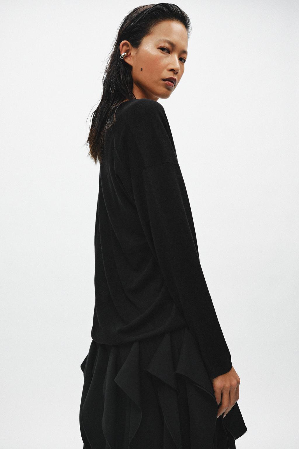 ДЖЕМПЕР ИЗ ТОНКОГО ТРИКОТАЖА С V-ОБРАЗНЫМ ВЫРЕЗОМ