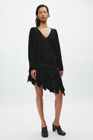 Джемпер из тонкого трикотажа с V-образным вырезом- Заказать в России