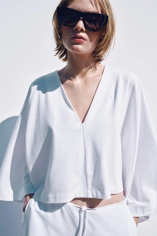 Топ-накидка из плотного хлопка- Заказать в России