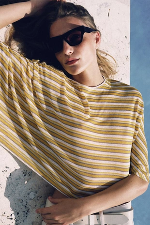 Футболка-кейп в полоску в стиле рустик- Заказать в России